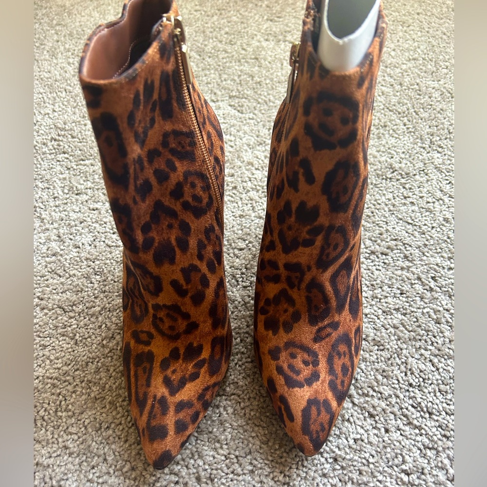 Rosamund Block Heeled Leopard Print Booties